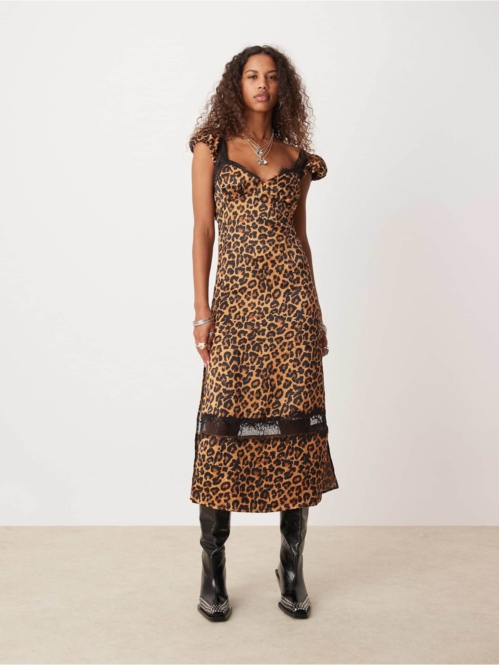NEW Free People Foolish Heart Leopard Print Midi Dress M